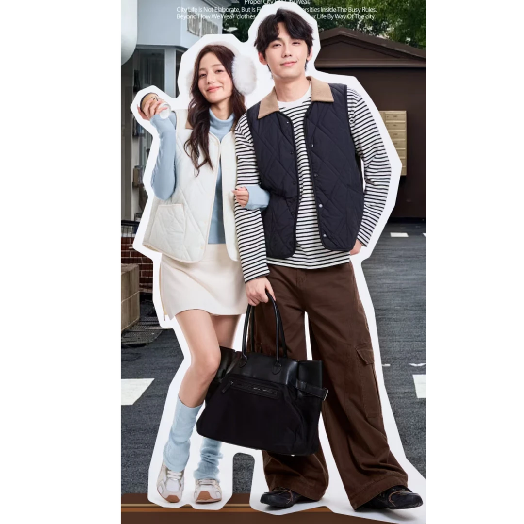 【情侣版】秋冬可拆翻领绗缝羊毛马夹5701