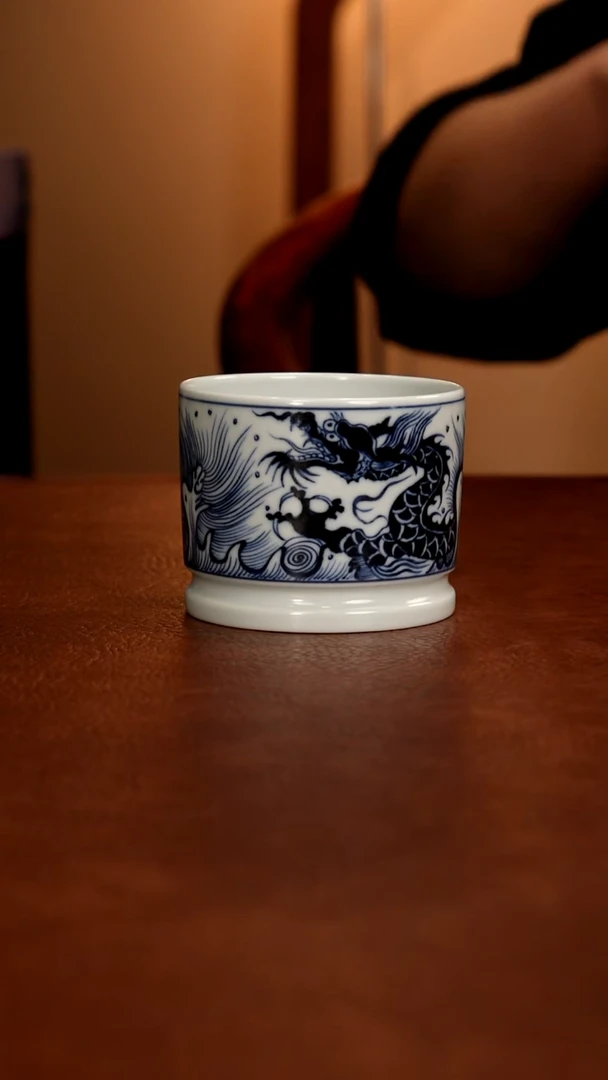 摆件陶景德镇瓷器，青花瓷手绘茶具~