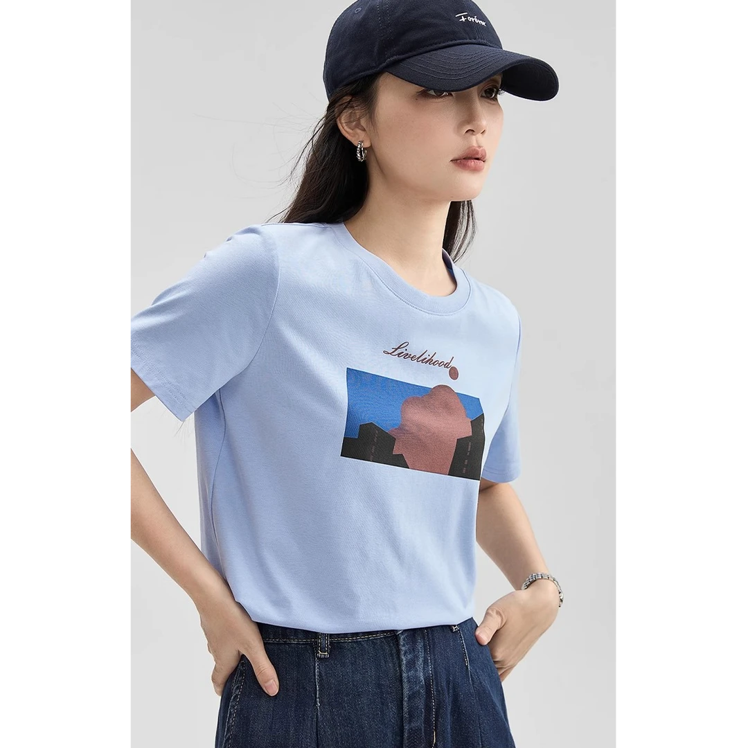 个性印花短袖T恤女春宽松显瘦休闲百搭圆领上衣NT0416