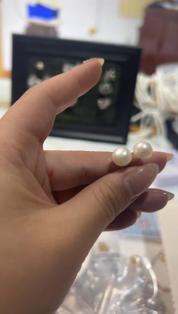 银S925镶嵌耳钉淡水珍珠43