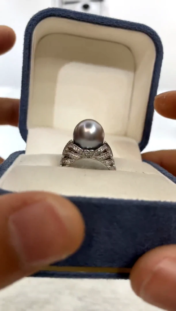 银S925镶嵌戒指海水珍珠