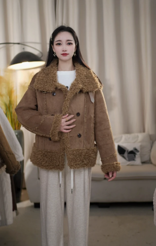 新款时尚冬季气质百搭加绒加厚保暖长袖短外套-76961