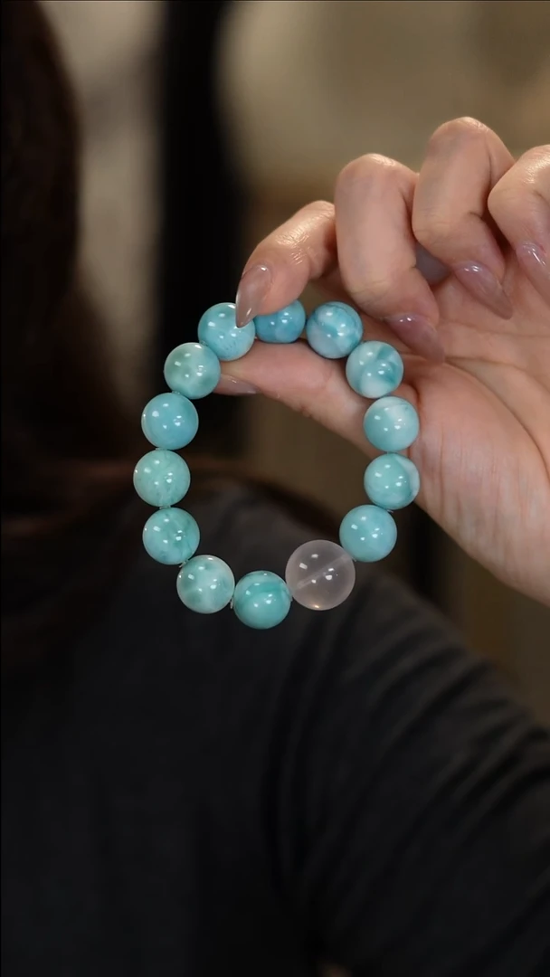 未镶嵌针钠钙石（海纹石）手绳手串