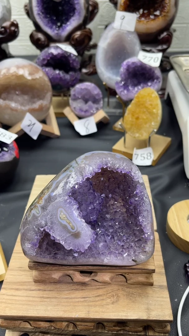 未镶嵌大型摆件（非配饰）紫晶25号钱袋子