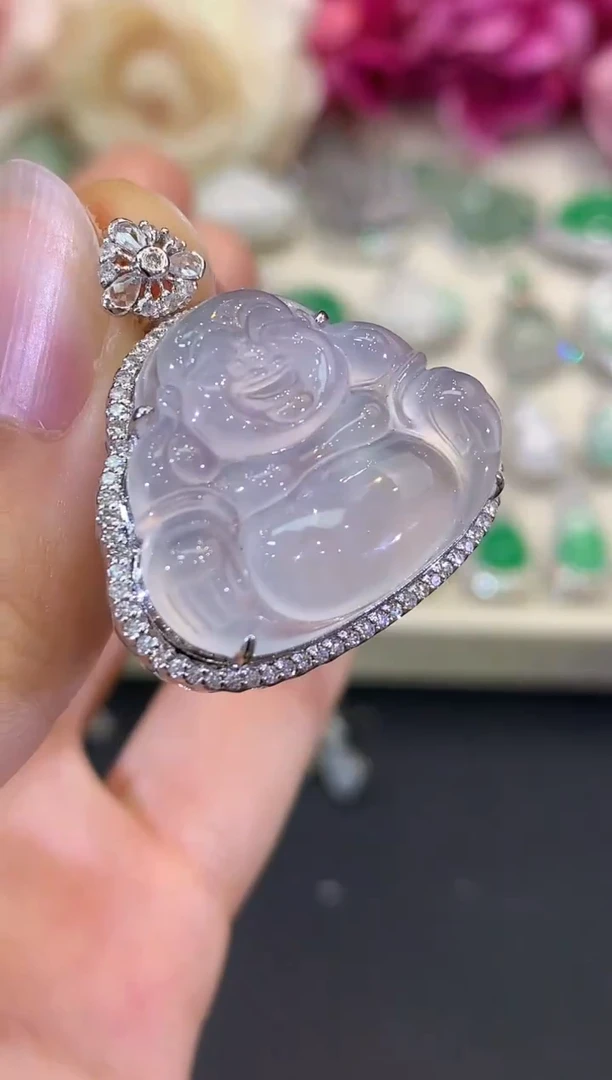 吊坠(不含链)18K金镶嵌翡翠B181