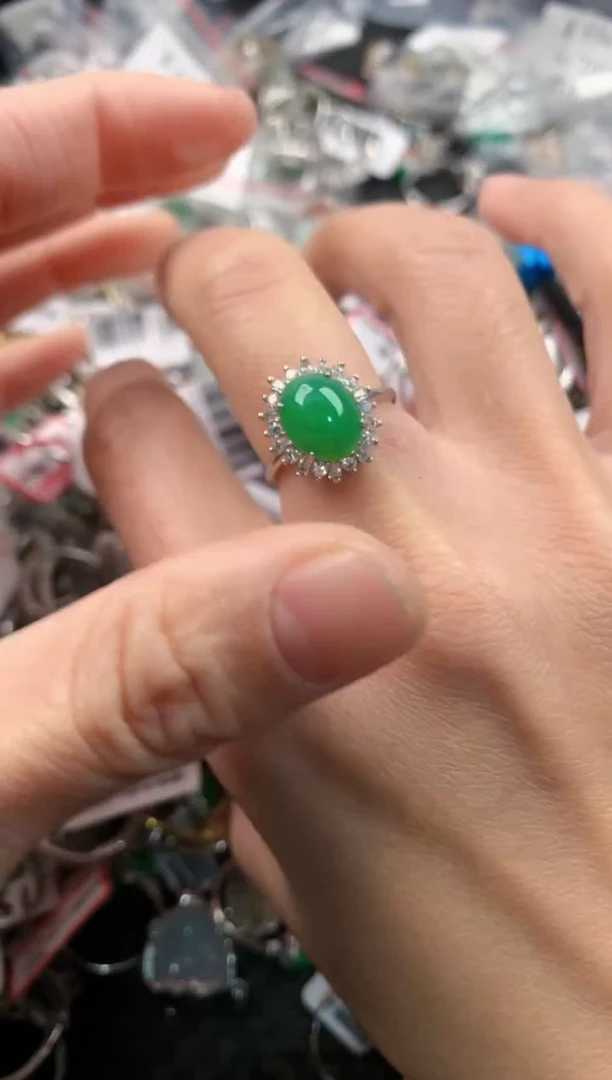 银S925镶嵌戒指翡翠2             6
