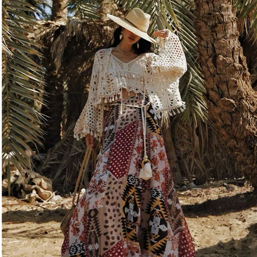 (扣号叫的名字的下单哦）森系流浪乞丐部落风棉蕾丝镂空罩衫