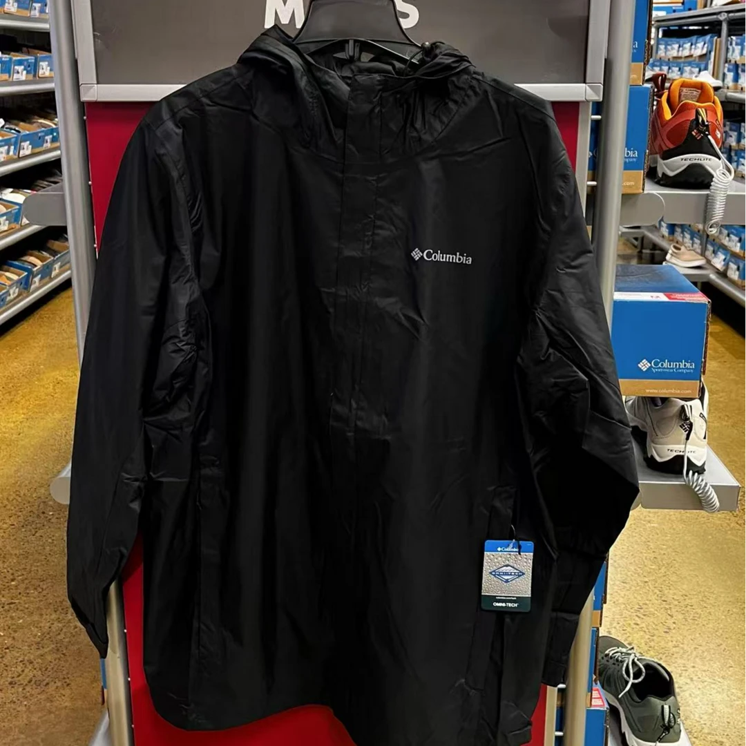 Columbia/哥伦比亚男士大码户外网衬黑色连帽冲锋衣 2007034010