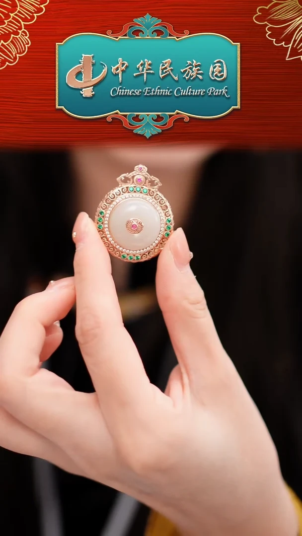 吊坠(不含链)银S925镀金镶嵌和田玉DS582和田玉平安扣花丝吊坠