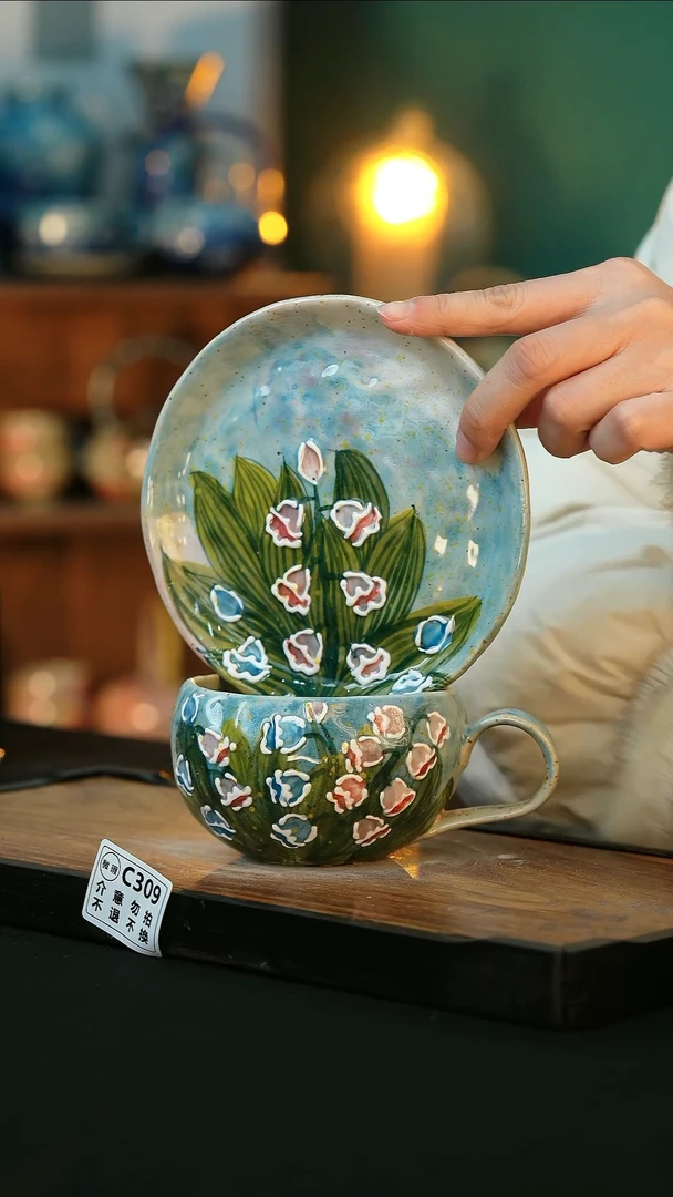 【闪购商品】杯手绘心瓷陶瓷浮力微瑕