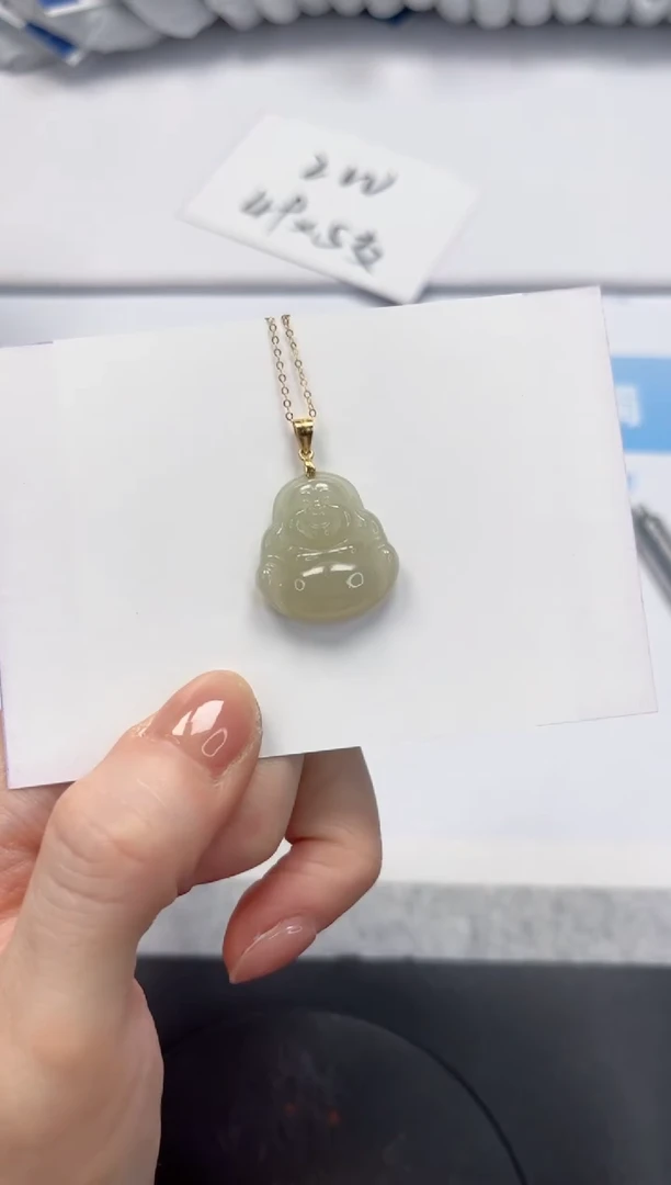 和田玉银S925镶嵌颈饰  佛公