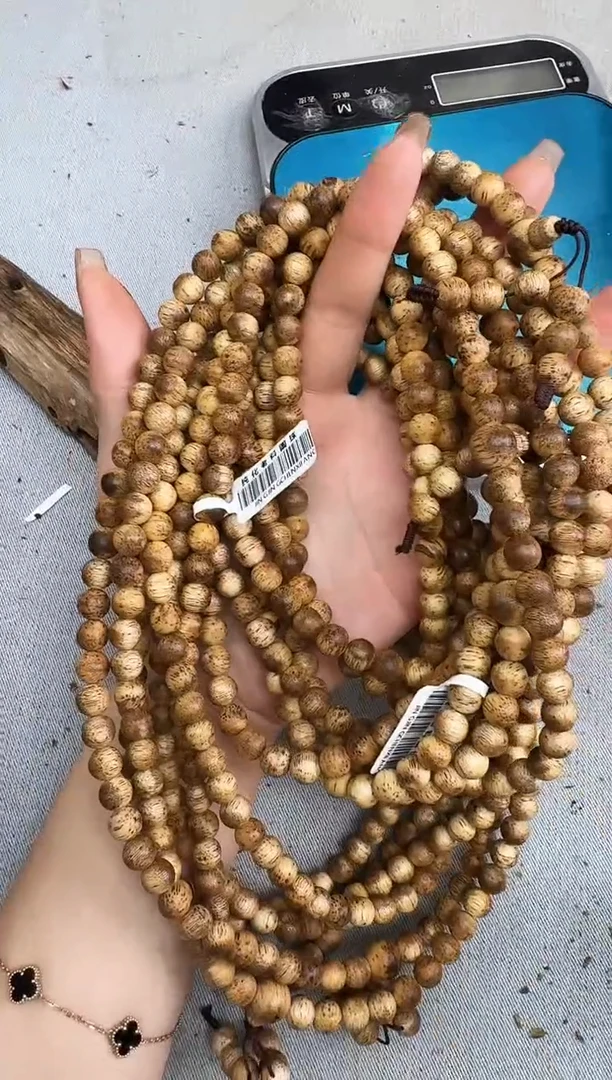 沉香手串08海南麻丝油圆珠多圈多样性发一