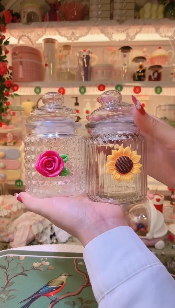 花朵密封罐2个——手工制作品质好！