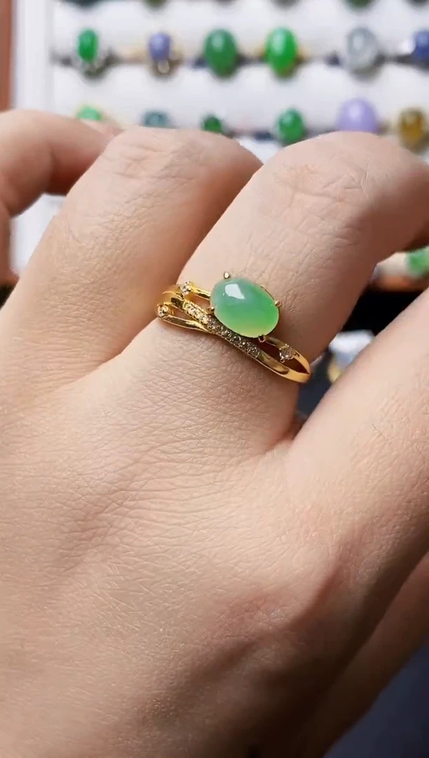 银S925镶嵌戒指翡翠3587