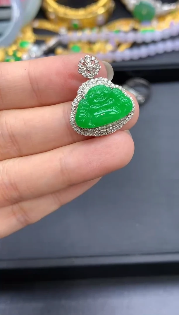 颈饰18K金镶嵌翡翠699-中国好珍宝