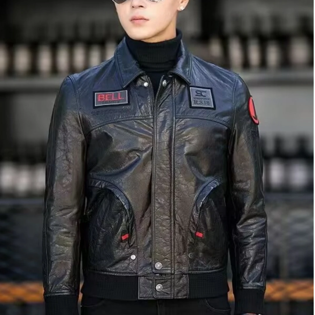 玛加西曼特2025新款秋装油蜡绵皮衣男机车飞行服帅气夹克外套潮