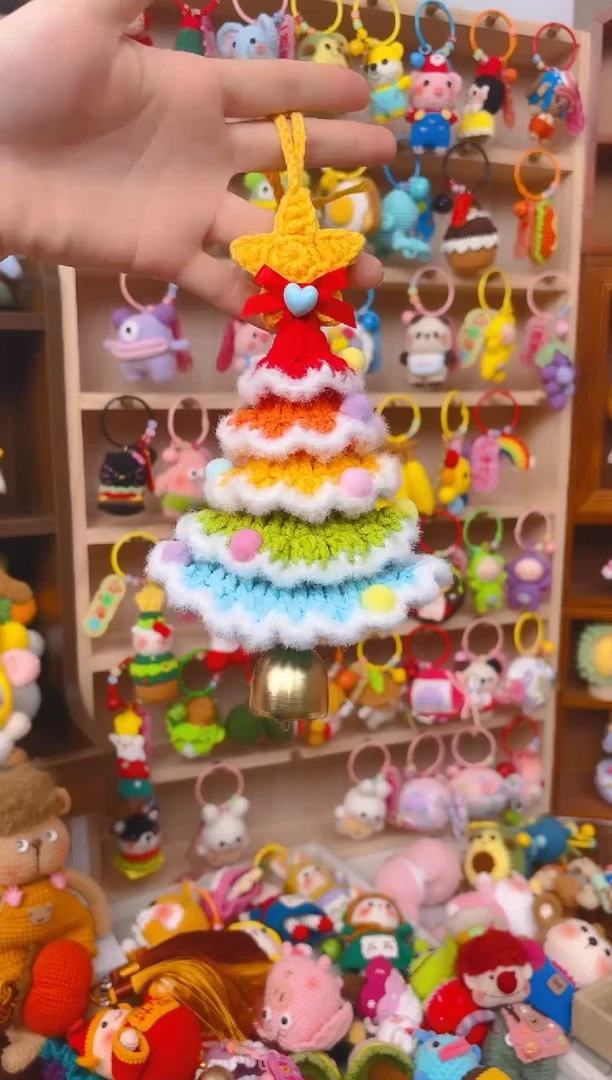 纯手工制作毛线钩织成品圣诞树