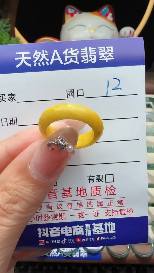 未镶嵌戒指翡翠12圈口对应的去拍