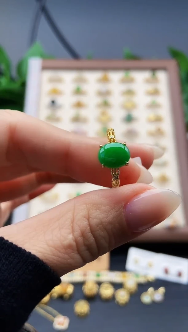 银S925镶嵌戒指翡翠12