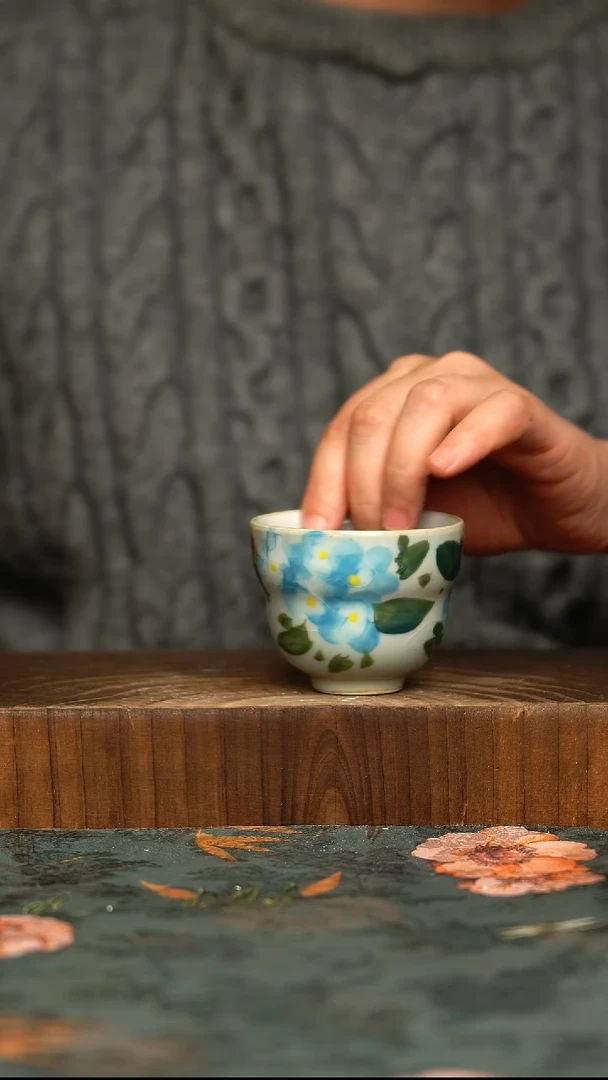 杯釉下彩手工手绘同款陶器