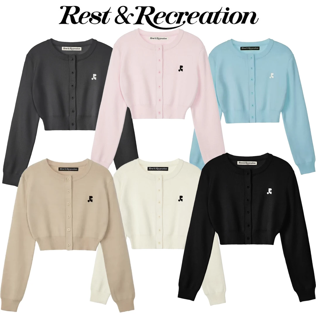 Rest&Recreation-韩国设计师短款长袖针织RR开衫赵露思同款