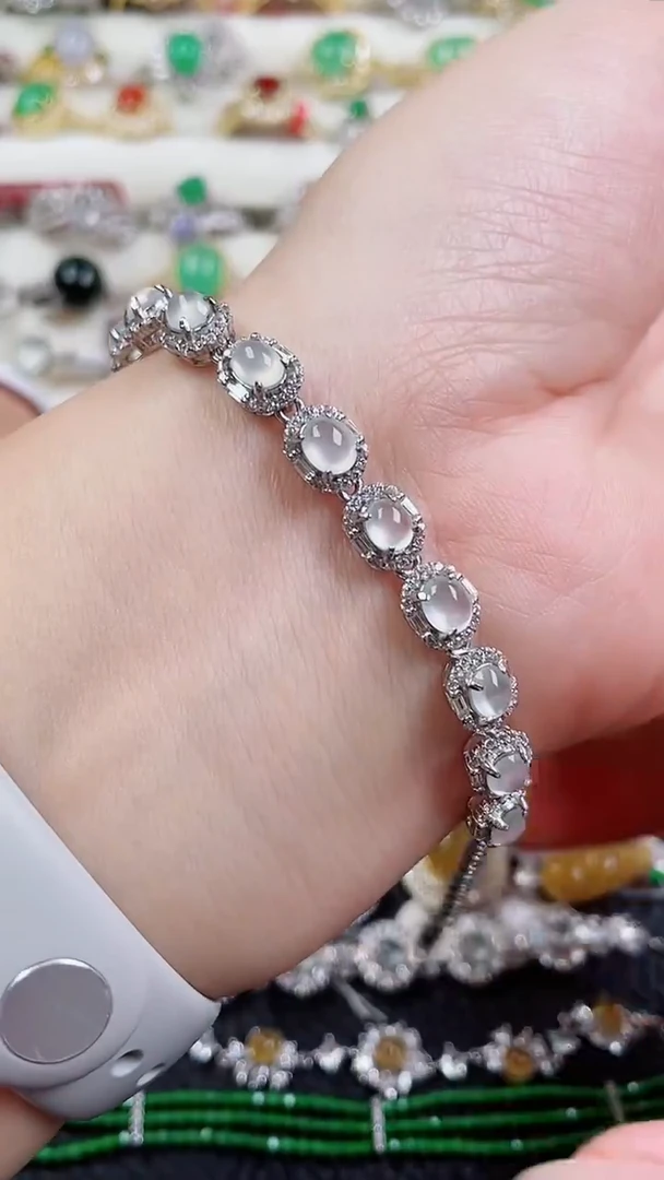 银S925镶嵌手链翡翠98