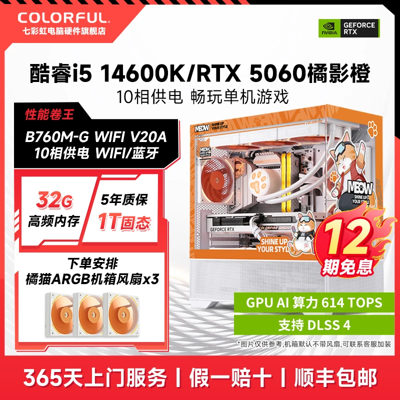 【12期免息】七彩虹橘猫i5/RTX5060/5060Ti单机游戏组装电脑主机