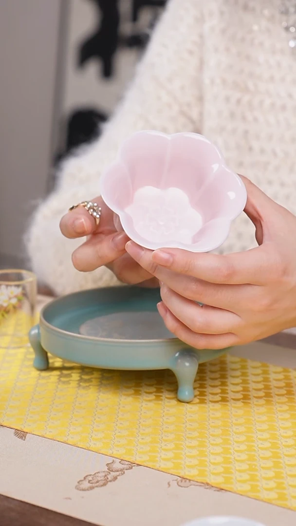 【闪购商品】花口杯子粉色茶具茶器