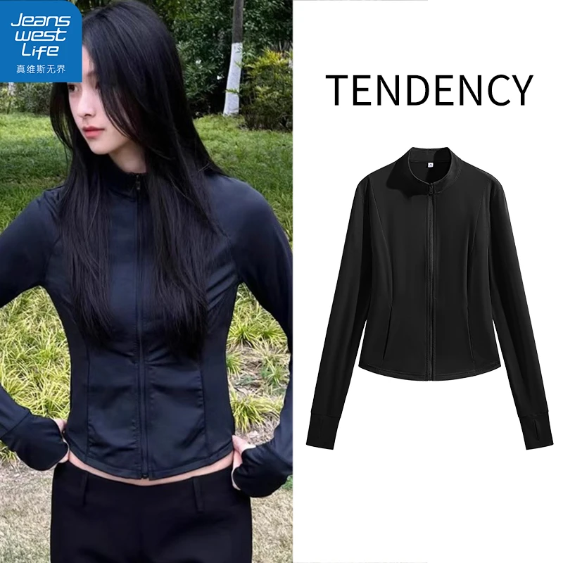 真维斯无界女立领春夏拉链防晒衣休闲上衣百搭短款吸汗透气上衣女