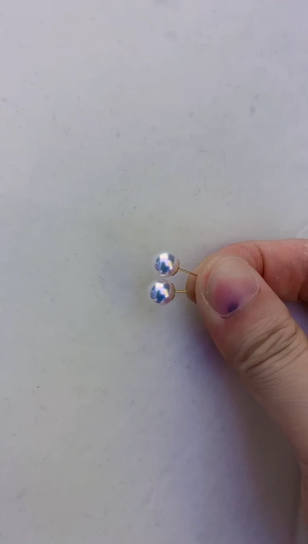 18K金镶嵌饰品海水珍珠7-7.5素钉定制