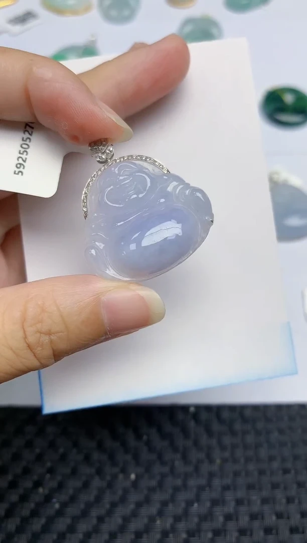 翡翠18K金镶嵌颈饰天然翡翠A货