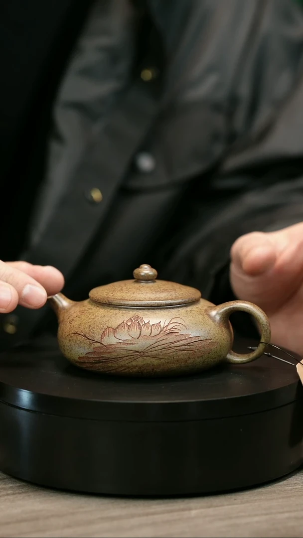 茶壶紫砂海*H2028李琴柴烧莲花寒江