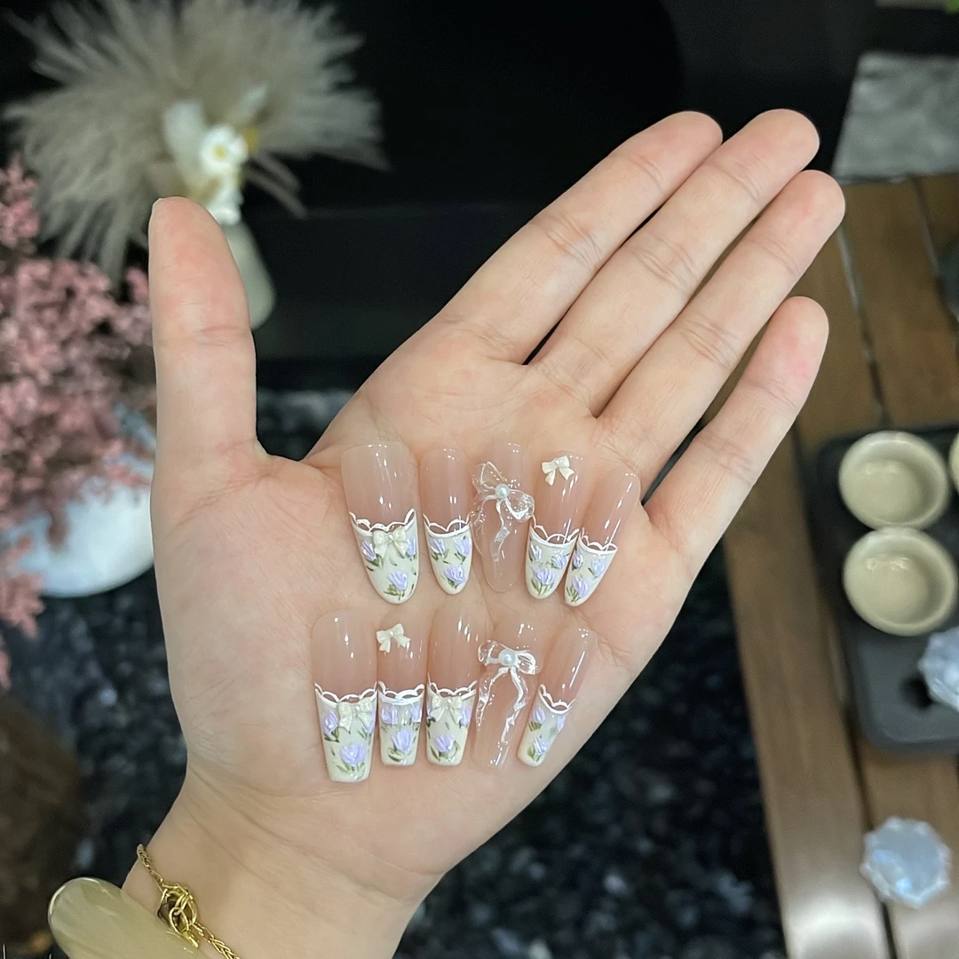 羅日设计/莫奈花园-手绘小清新系列手工穿戴甲