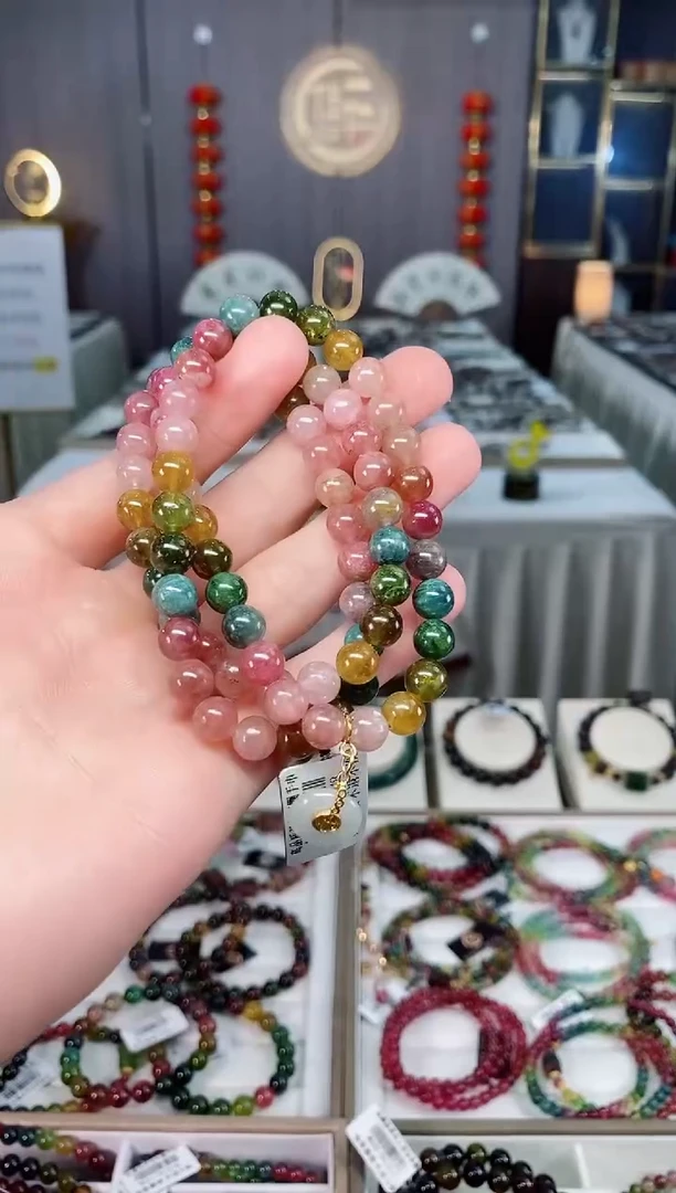 未镶嵌老矿碧玺三圈手串7mm+碧玺xion多样性发货一条