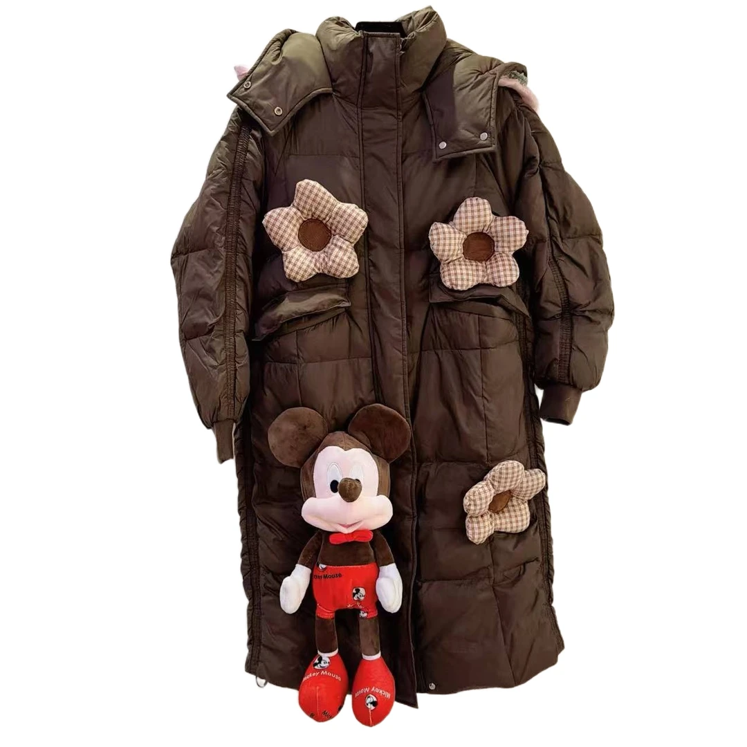 ATT潮牌女装2025冬欧洲站度假风甜美花卉拼接撞色拼接重工外套