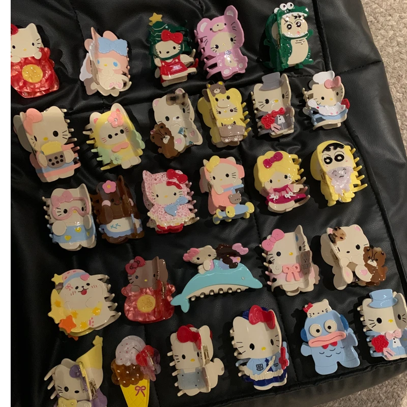 元气满满醋酸kitty抓夹头饰少女风可爱创意百搭鲨鱼夹女