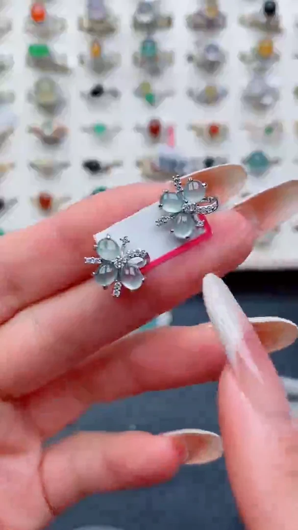 银S925镶嵌戒指翡翠...