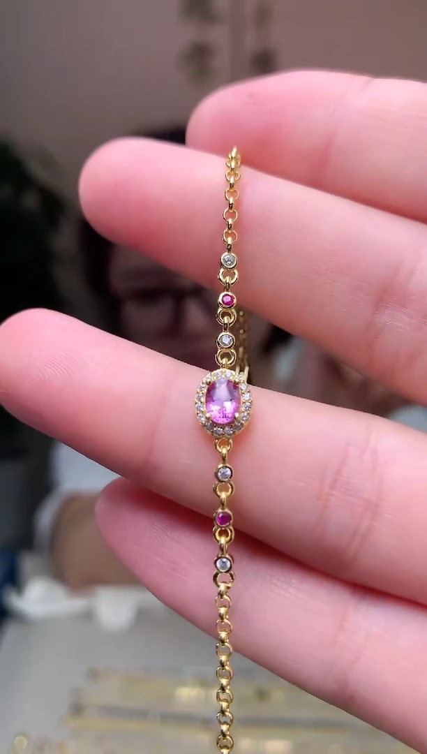 手链蓝宝石银S925镶嵌手链