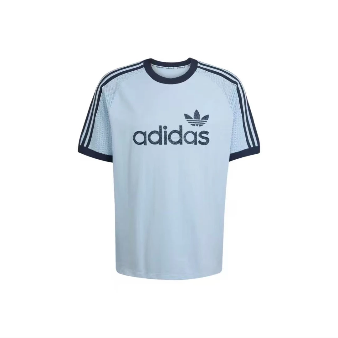 Adidas阿迪达斯三叶草经典复古三条纹运动短袖圆T恤JD3407 JN5557