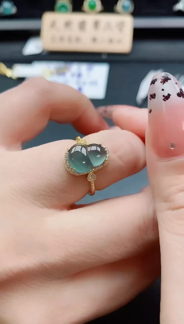 银S925镶嵌戒指翡翠1