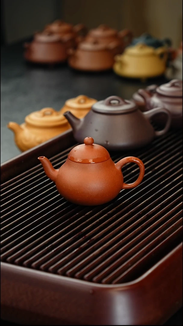 茶壶紫砂大红泥小梨110cc浮力