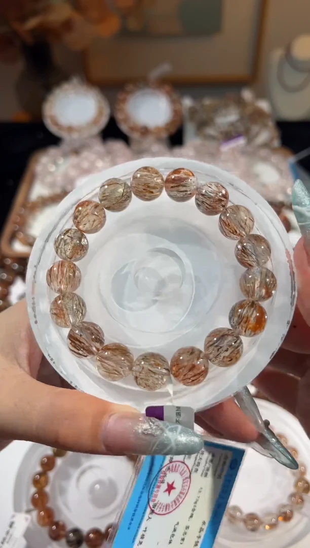 水晶手串未镶嵌黑金超七13+