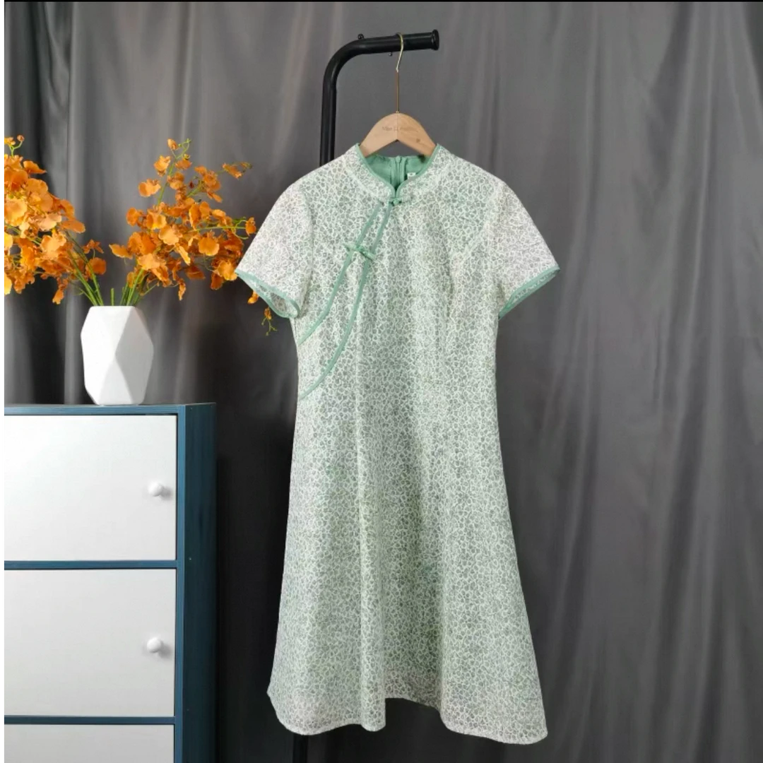 【JX44粉绿2杠旗袍】麦多多小美专属中长款2025夏季新款连衣裙