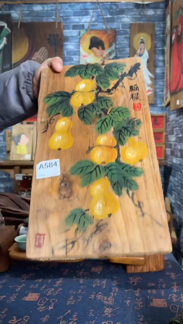风化老门板丙烯画