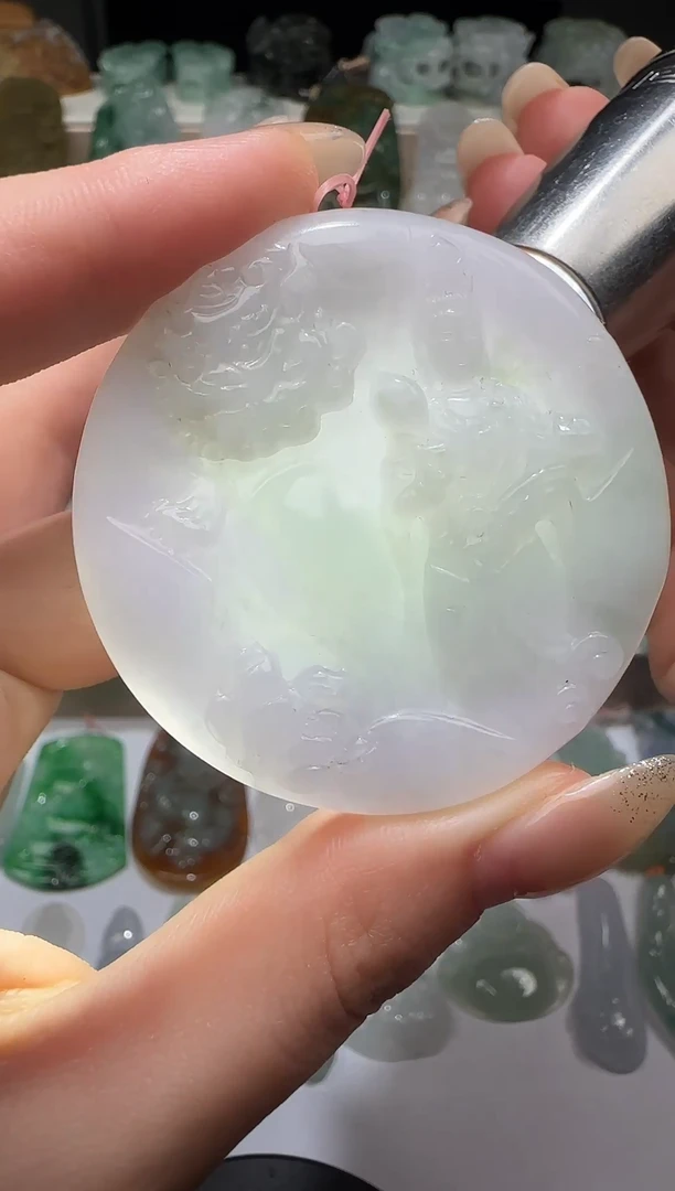 颈饰未镶嵌翡翠天然缅甸翡翠文殊菩萨