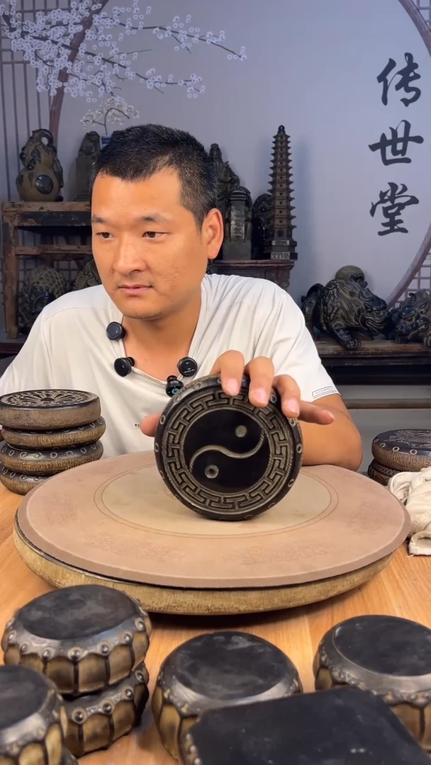 石材14公分石鼓太极青石麒麟石鼓一个