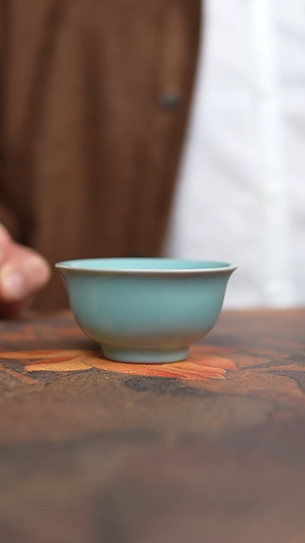 瓷片仿古天青精工支钉压手杯