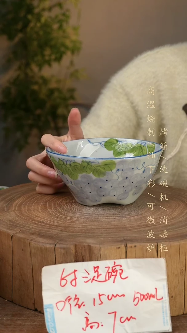 碗瓷景德镇手工手绘高温瓷釉下彩