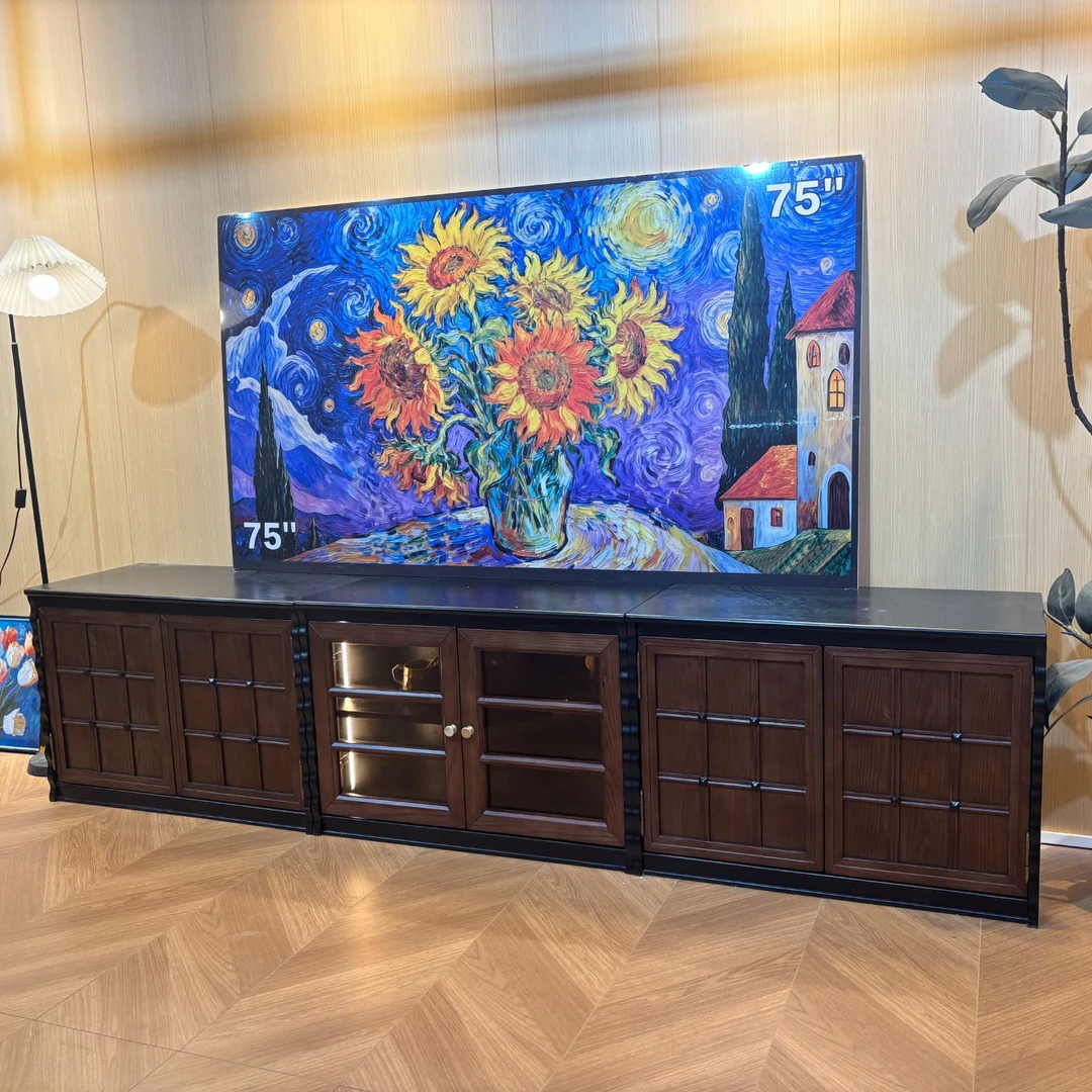 巧克力柜法式中古风实木电视柜模块组合展示柜骨骼线复古落地柜