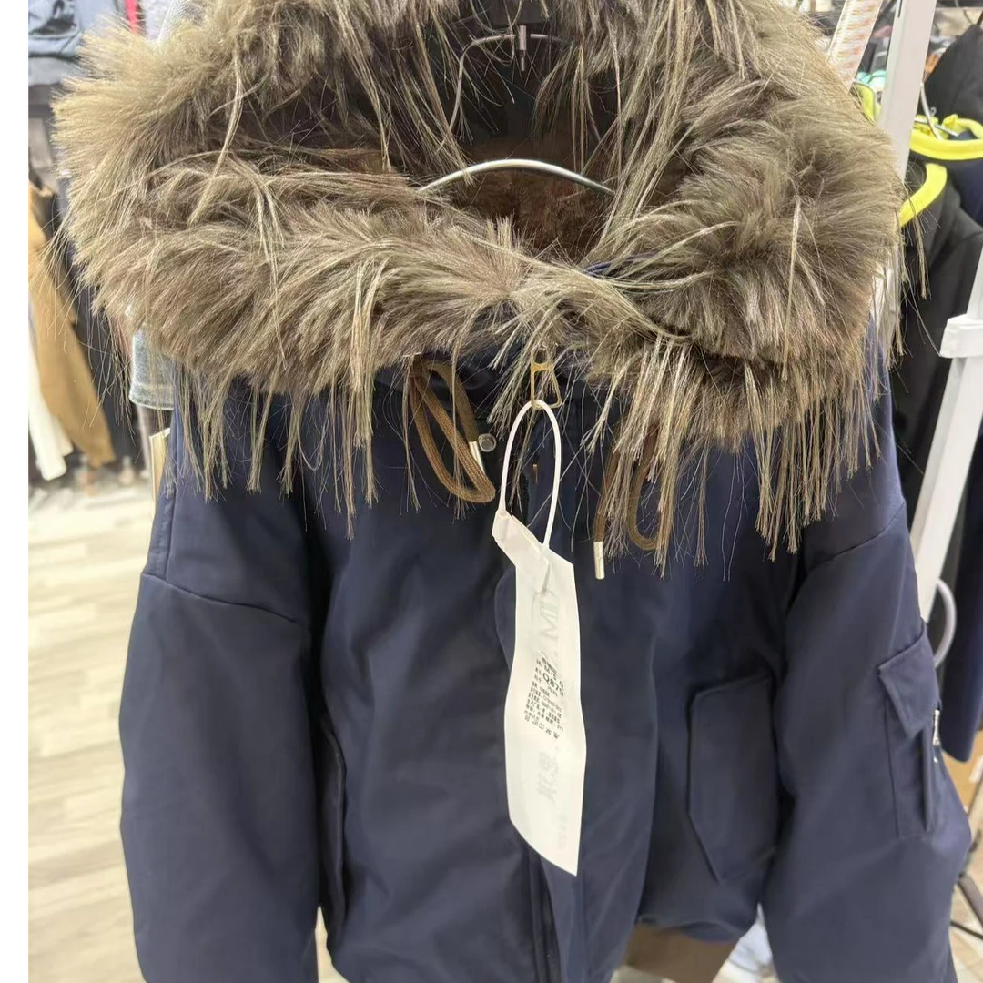 美式复古加厚毛领连帽棉服派克服女冬季飞行员夹克保暖棉衣外套潮